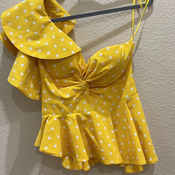 Gracia *Yellow* Polka Dot Off Shoulder Top - Picture 3 of 5